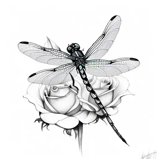 Dragonfly White Rose