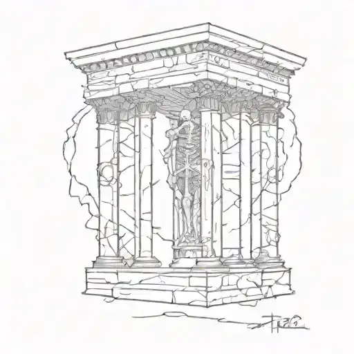 Skeleton By A Roman Column Split