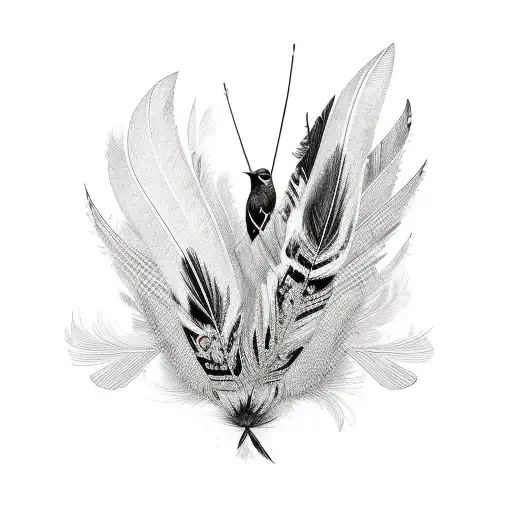 A Country Guitar Intertwined With Bluebird Feathers