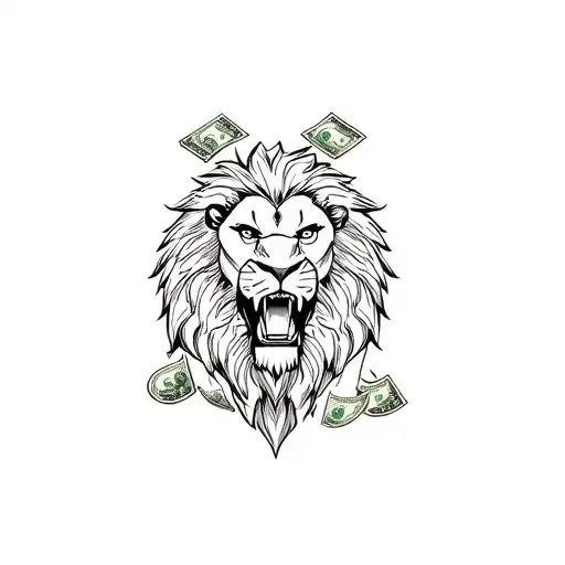 Money Bag And Lion Roaring