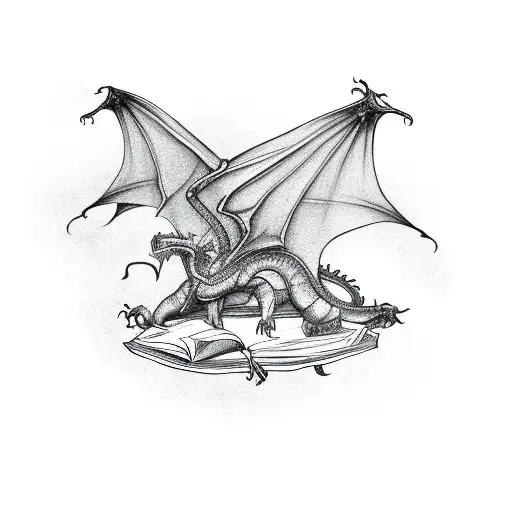 A Dragon Flying Out Of An Open Book