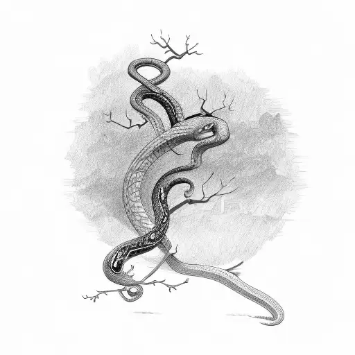 Snake Climbing A Tree Branch