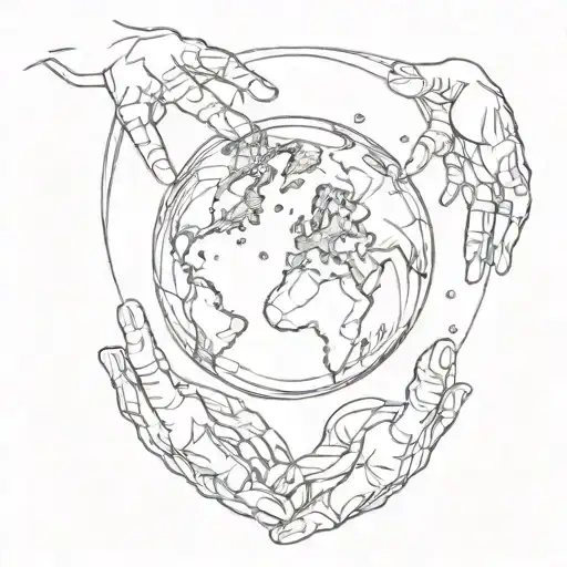 Abstract Representation Of A Globe Being Shaped By Children's Hands