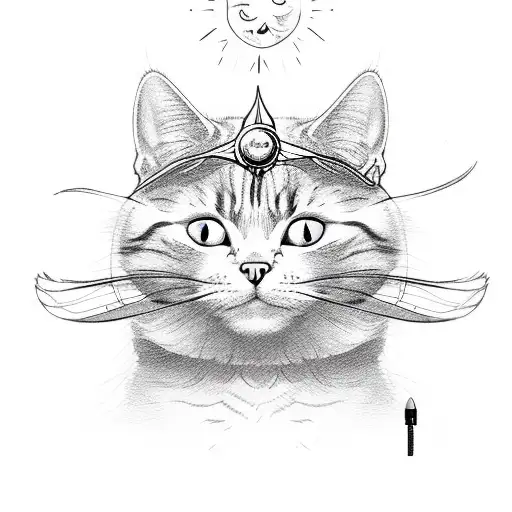 Cat With A Sun Simbol On Forehead