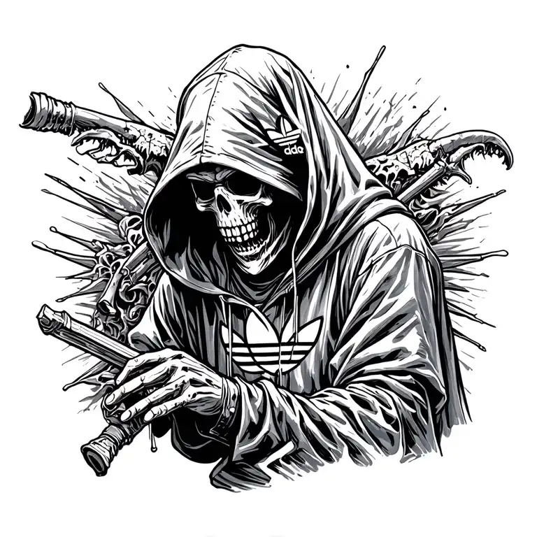 Grim Reaper Wearing A Addidas Hoodie