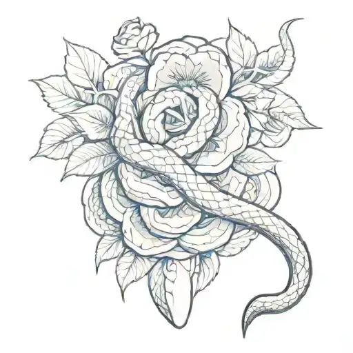 A Middle Finger Gesture Intertwined With A Snake Wrapped Around A Flower