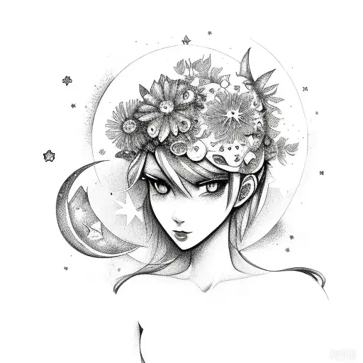 Flower Moon Stars Fairy Guns Girl