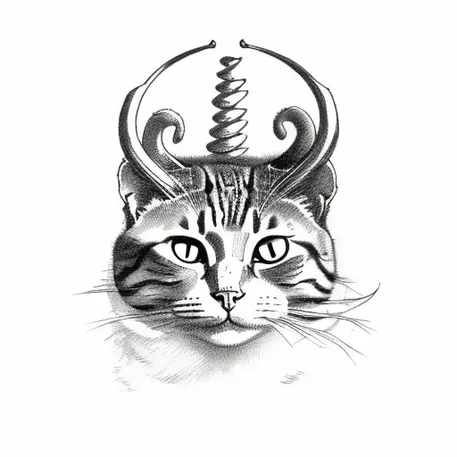 Full Cat Body Horns And Mouse Skulls