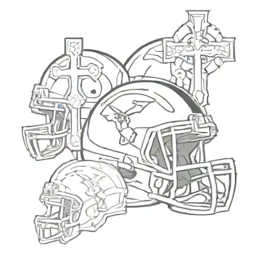 An Abstract Design Of Three Crosses Morphing Into Football Helmets
