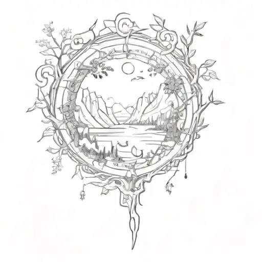 A Lord Of The Rings Themed Tattoo With A Nature Twist In A Sketch Style