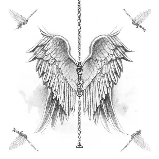 Angel Wings Connected By Chain