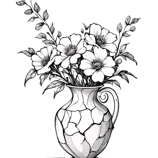 Broken Vase With Flowers
