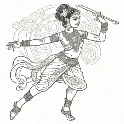 A Detailed Illustration Of A Traditional Tamil Dancer In Tamil Script