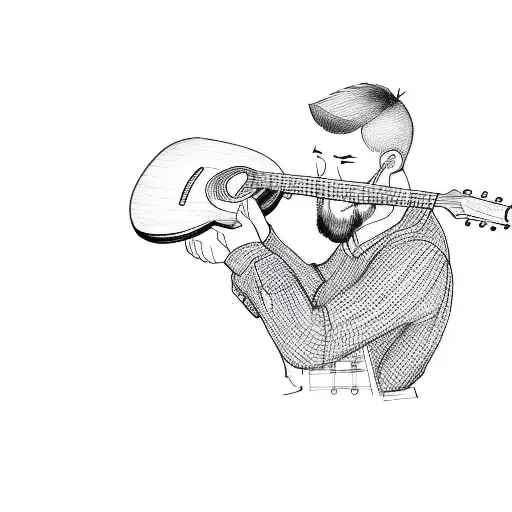 A Man Working On A Guitar