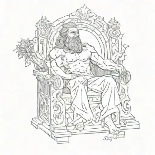 Zeus Holding A Baby Sitting In The Game Of Throne Chair