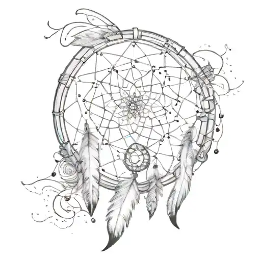 A Dreamcatcher Weaving Through A Galaxy Filled With Music Notes