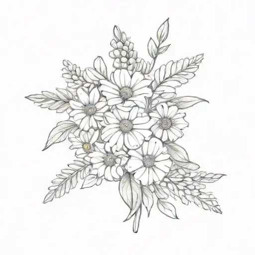 Daisy Lily Carnation And Lilac In A Bouquet Wrapped