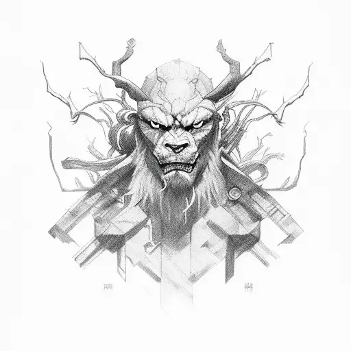 Half Human Half Beast Shadowed In Darkness