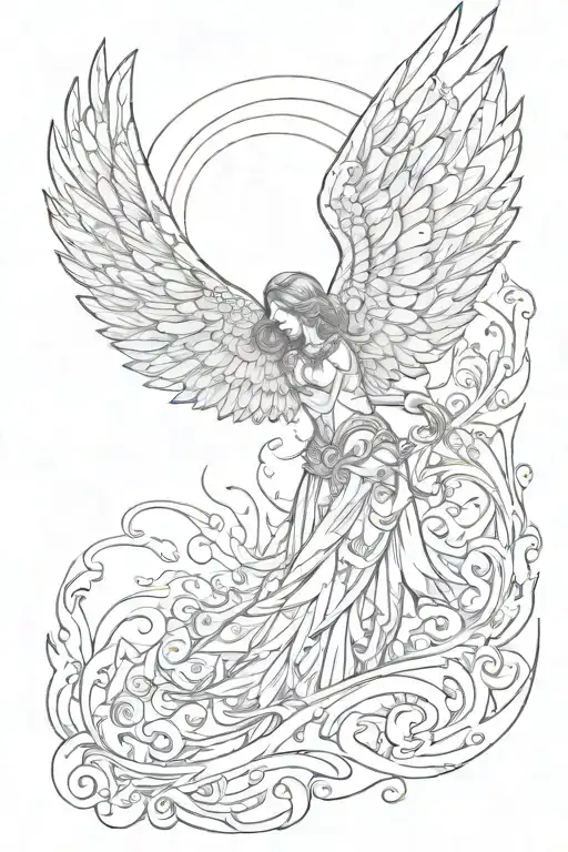 Angel Wings Spread Bright Sunrise