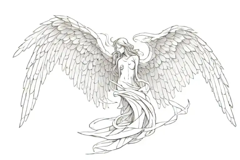 Angel Wings Spread Wide Open And Ripping Apart Yet Connected