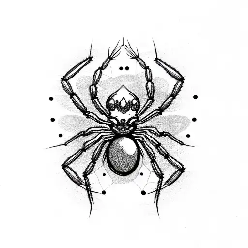 A Spider With A Scribbled Sigil-style Design