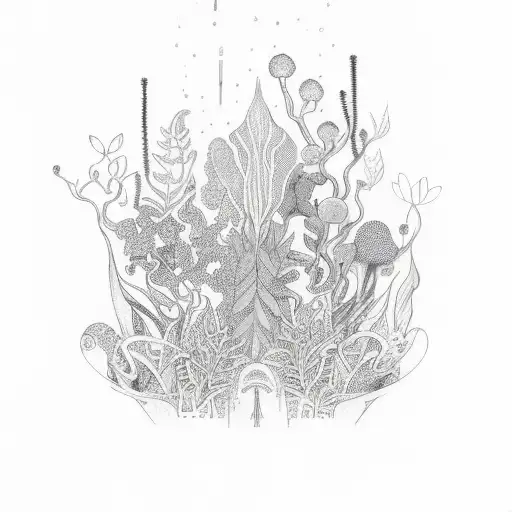 A Drink Glass Filled With Psychedelic Plants And Nature Elements