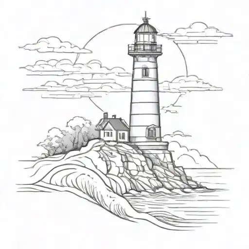 A Lighthouse Overlooking A Peaceful Sunset At Sea