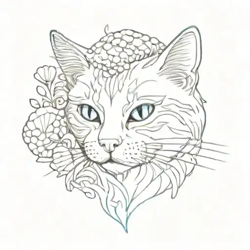 A Cat With Mushroom Patterns In Its Fur