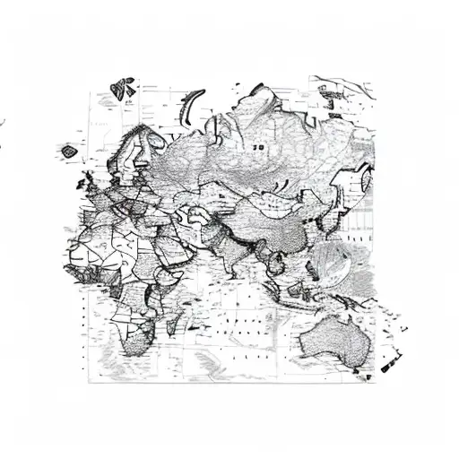 A Sketch-style Map Of The World With Beach Destinations Marked