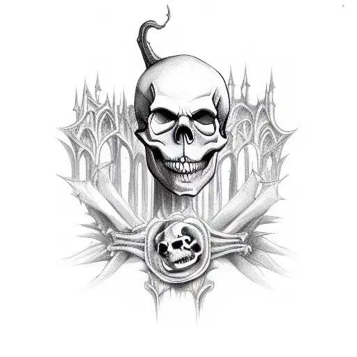 Spooky Gothic Sexy Pinup Skull Evil