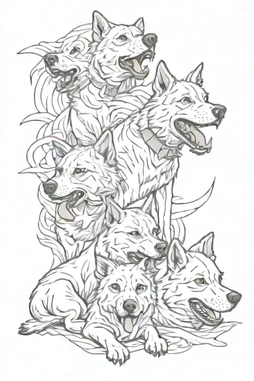 A Military-themed Tattoo Featuring A Pack Of Loyal Dogs Symbolizing Camaraderie And Loyalty
