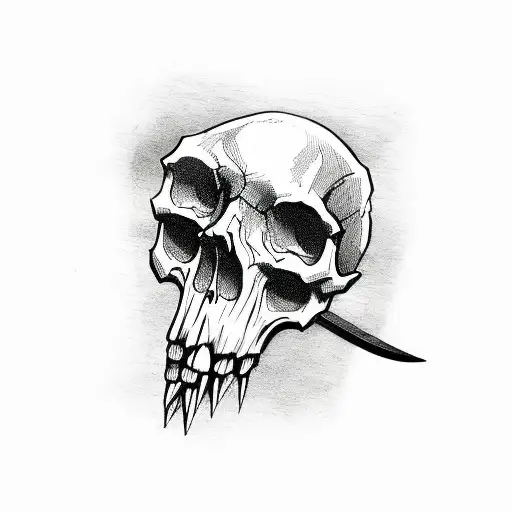 Skull With Knife In Its Mouth