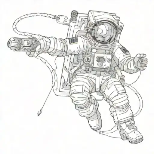 An Astronaut In Zero Gravity With A Breathing Tube At The End Of Which There Is A Catheter