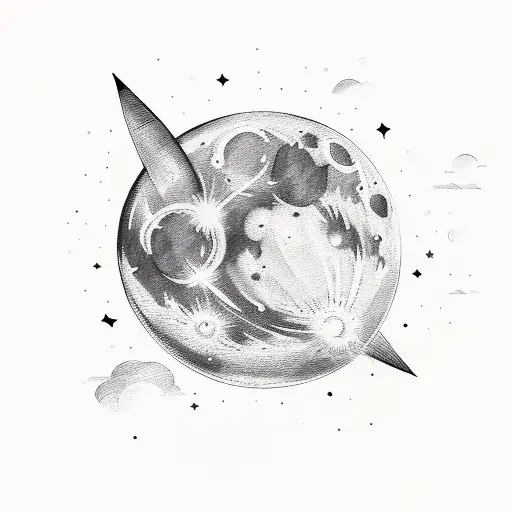 Moon Space Shooting Star