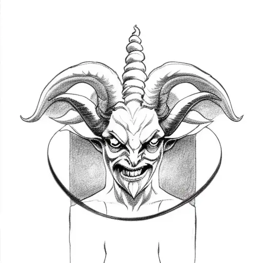 Full Picture Baphomet Sinister Smile With Children Looking At Him With The Nun