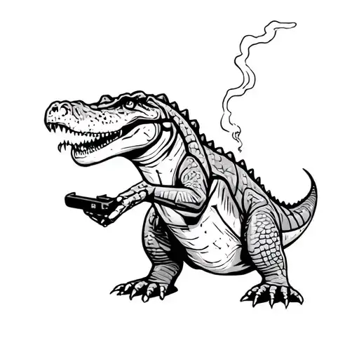 Alligator Type Dinosaur Smoking Weed Amd Playing Video Games