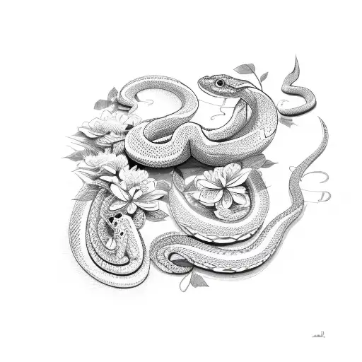 Snake With Flowers