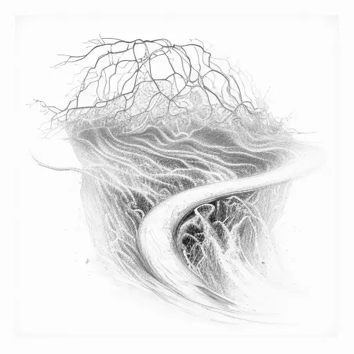 Abstract Representation Of Electrical Currents Flowing Through A Circuit