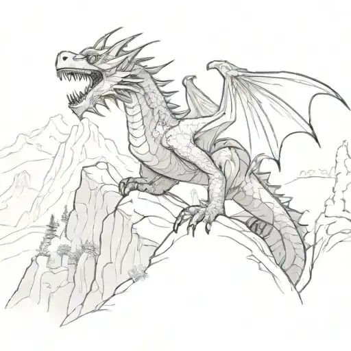 A Dragon Hiking Up A Mountain Trail Leading To A Hidden