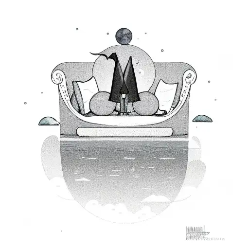 A Moonlit Ocean Scene With A Psychologist's Chair Floating On A Wave