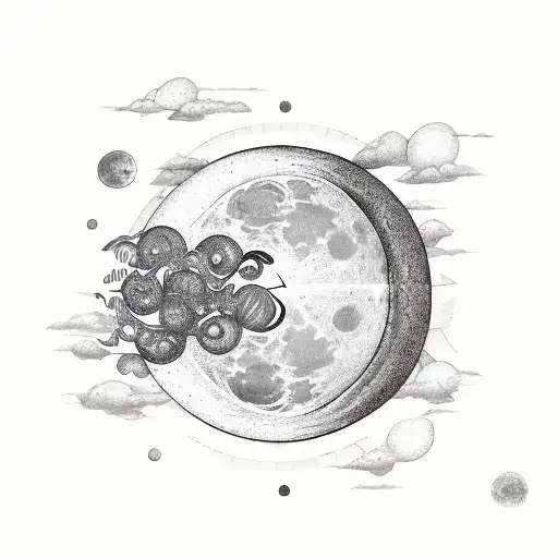An Abstract Representation Of The Cycle Of Life With A Moon As The Centerpiece