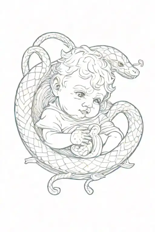 Cherub And Snake Wrapped