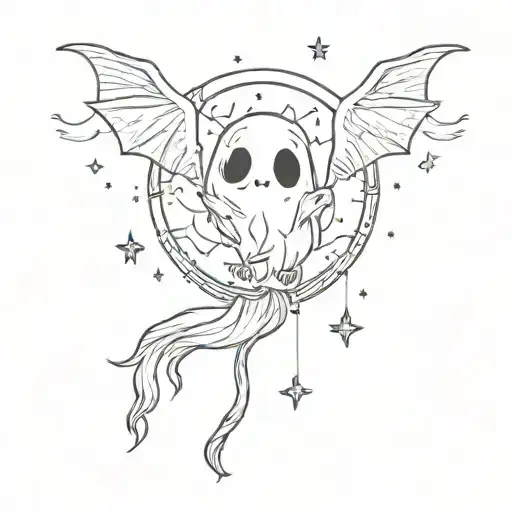 Cute Ghost Inside A Moon