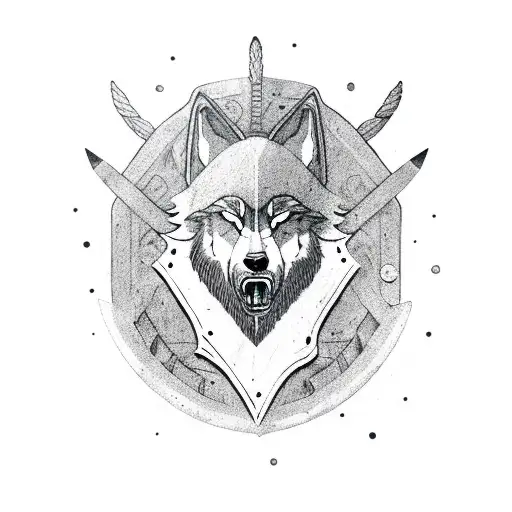 Bearded Viking With Wolf Head For A Hoody