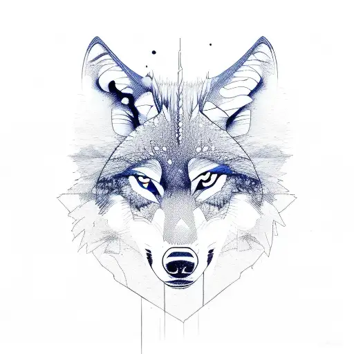 A Sketch-style Wolf Running Through A Vibrant Forest