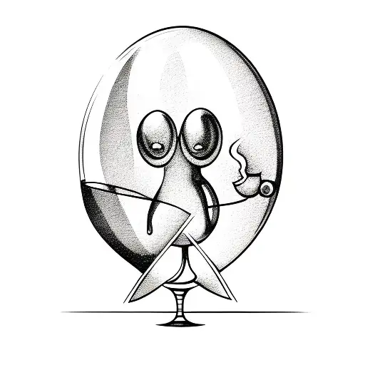 Cartoon Ghost Inside Of A Martini Glass Holding Cocktail Shaker