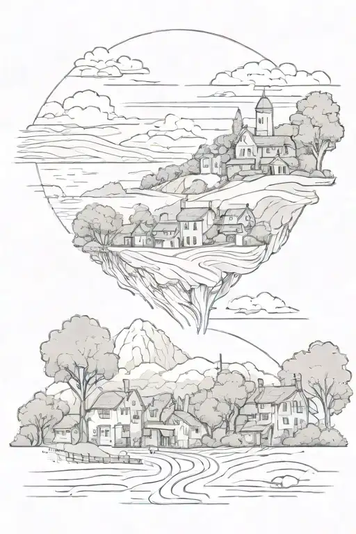 Country Landscape Fading Into A City Landscape