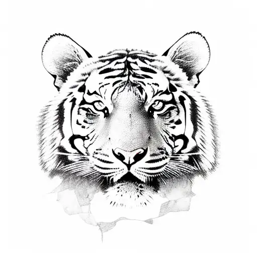 A Tiger With A Calm Countenance Surrounded By Vegetation