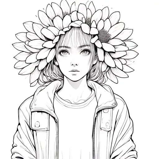 Out Line Of A Girl In A Straightjacket With Flower Coming Out Her Head