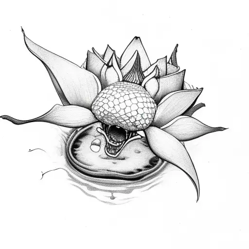 Lotus Flower Growing Out Of A Demons Mouth